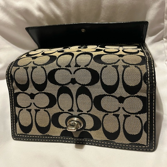 Coach Dark and Light Brown Signature Turnlock Wallet/Organizer - Picture 3 of 5